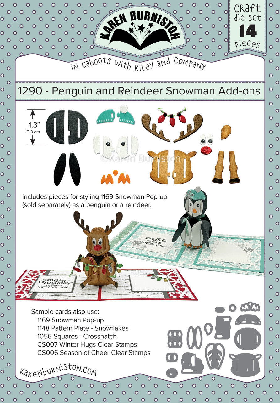 Karen Burniston - Dies - Penguin & Reindeer Snowman Add-Ons