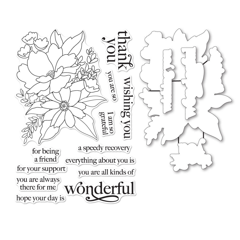 Memory Box - Stamps - Breezy Bouquet clear stamp and die set