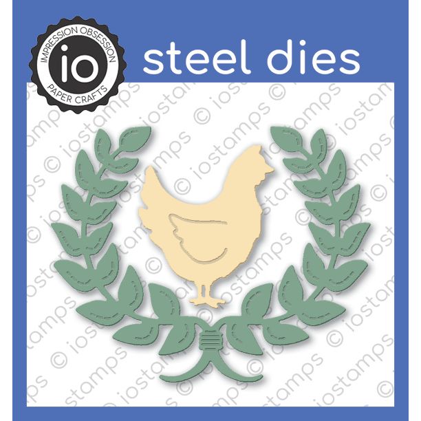 Impression Obsession - Dies - Laurel Leaf with Hen