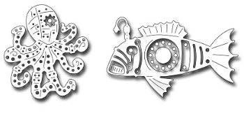 Frantic Stamper - Dies - Steampunk Octopus & Fish