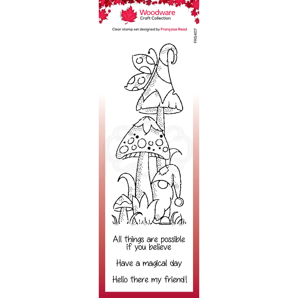 Woodware Craft Collection Woodware Clear Singles Magic Mushrooms 8 in x 26 in stamp (Ships around May 24th)