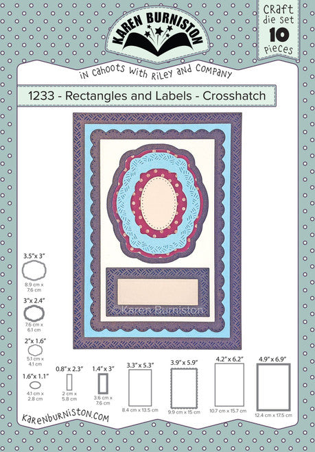Karen Burniston - Dies - Rectangles & Labels - Crosshatch