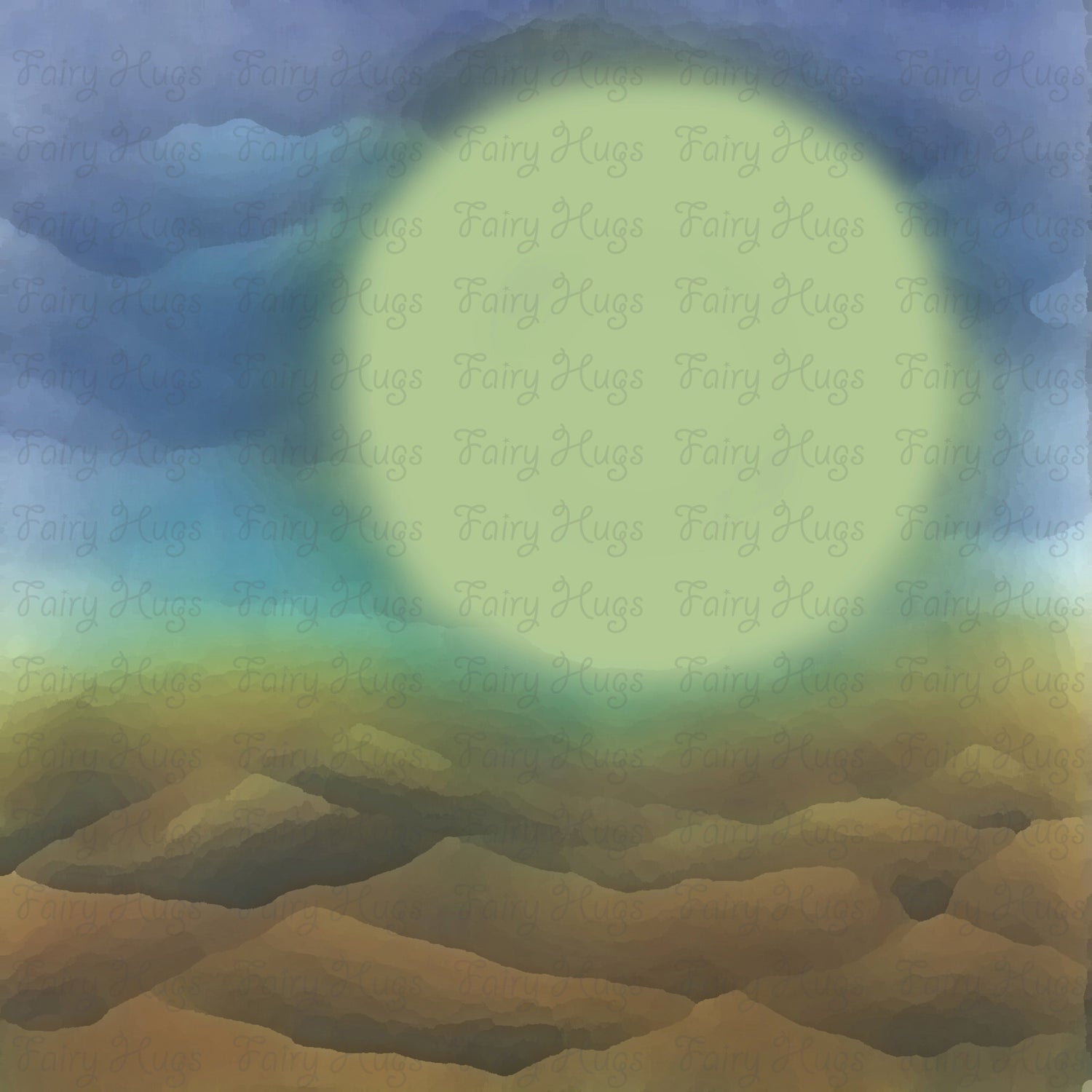Fairy Hugs -Backgrounds - 6" x 6" - Moon Glow Green