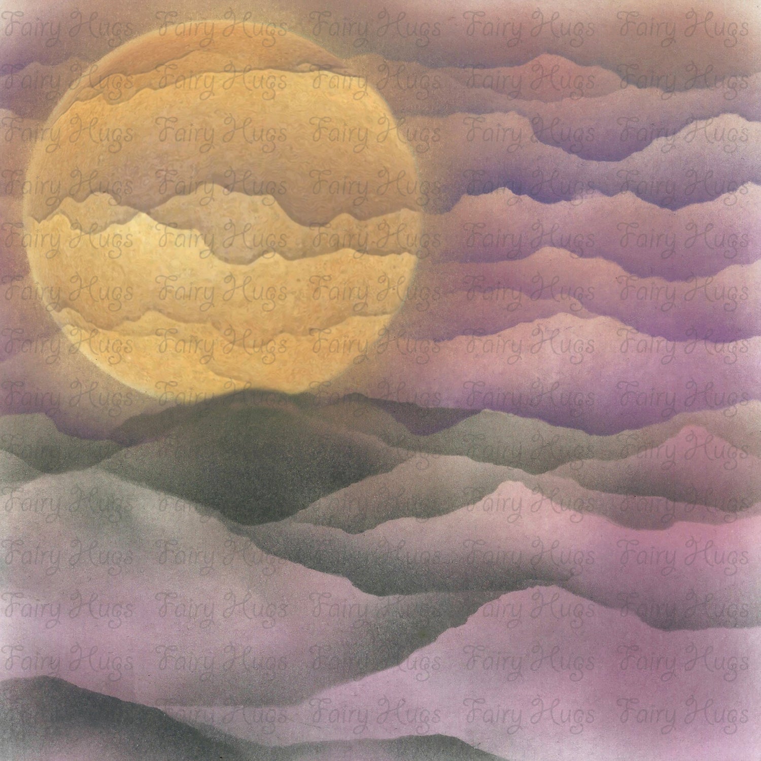 Fairy Hugs -Backgrounds - 6" x 6" - Purple Glow Sphere