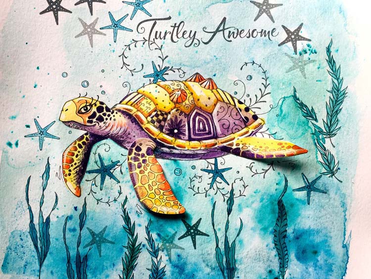 Pink Ink Designs A5 Clear Stamp Set - Sea Turtle