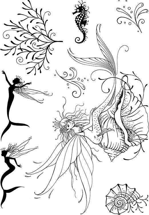 Pink Ink Designs A5 Clear Stamp Set - Shell Nymph