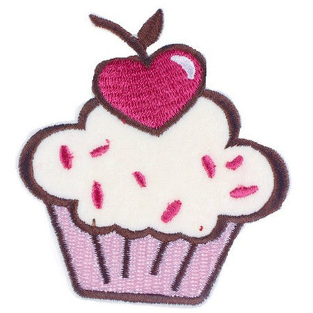 Patch / Applique - Sew / Iron - White Frosted Cupcacke
